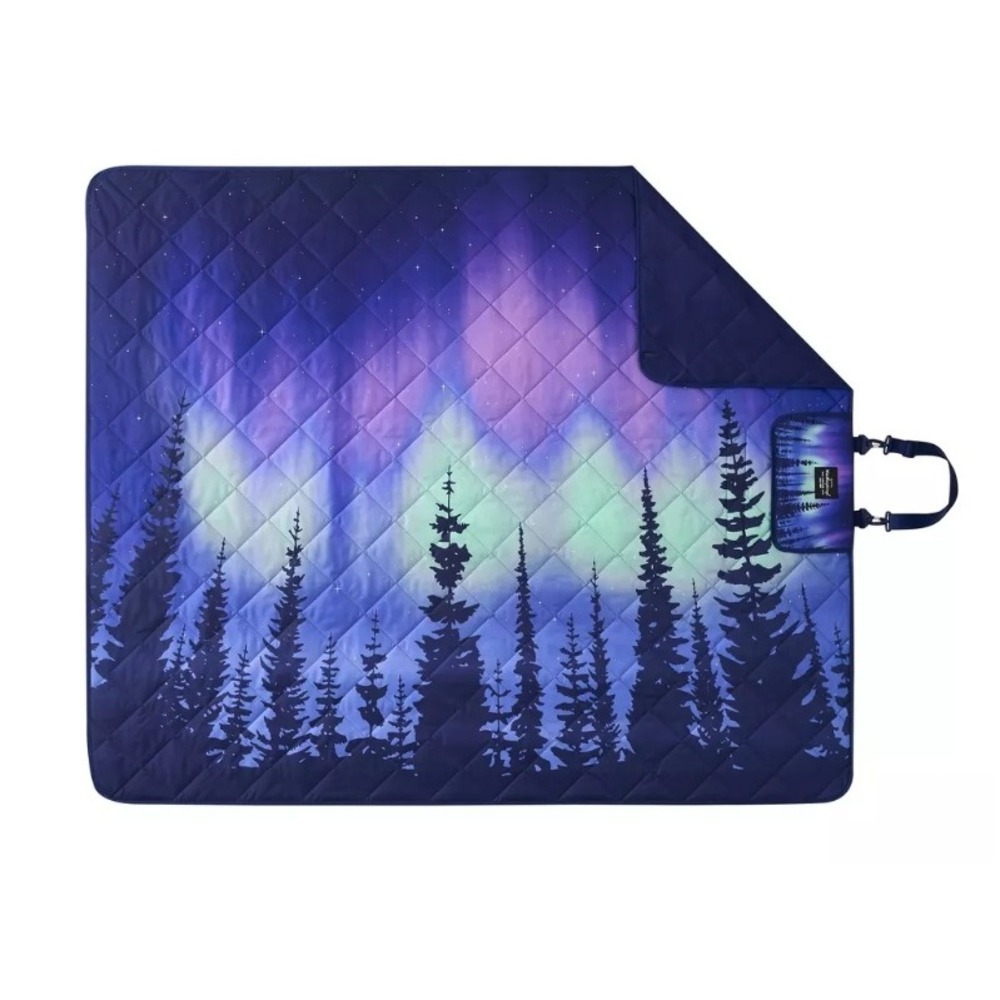 Weatherproof Vintage Stars Throw Blanket Aurora Borealis Outdoor Packable Navy